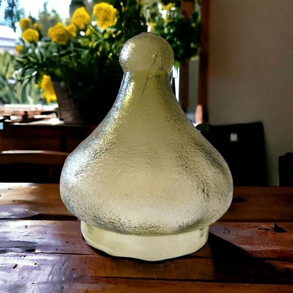 Vintage Empoli Glass Jar Top ONLY Pebbled Olive Green Candy Jar Lid Mid Century. - Picture 13 of 16